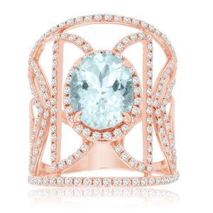 AQUAMARINE & DIAMOND RING