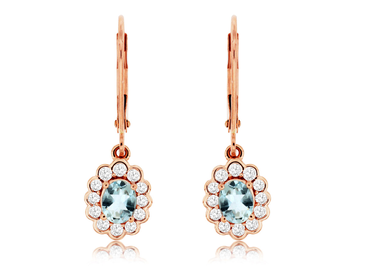 AQUAMARINE & DIAMOND EARRING
