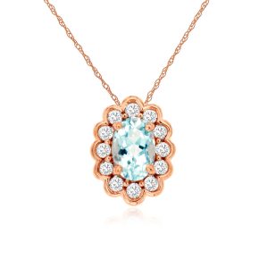 AQUAMARINE & DIAMOND PENDANT