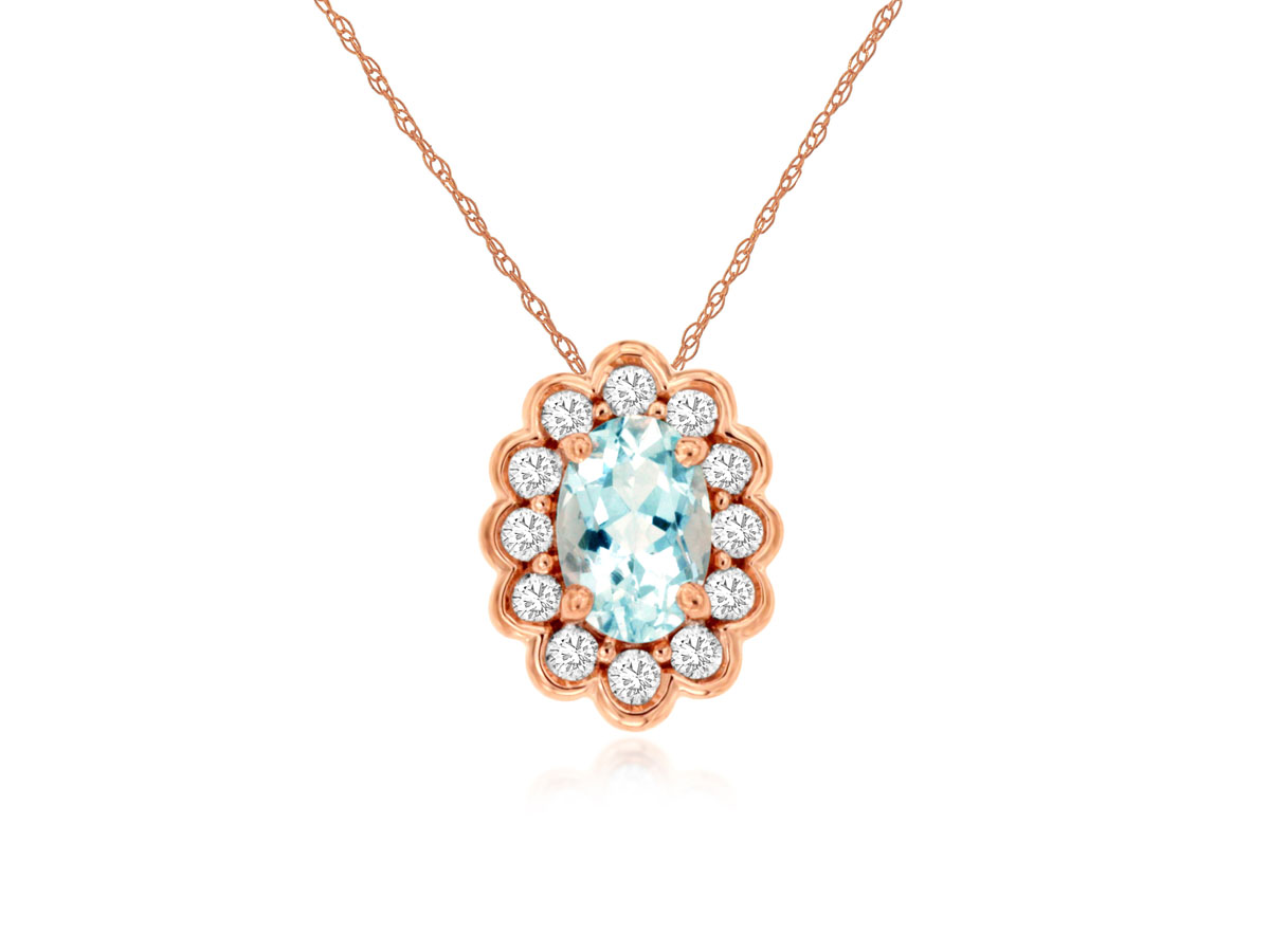 AQUAMARINE & DIAMOND PENDANT