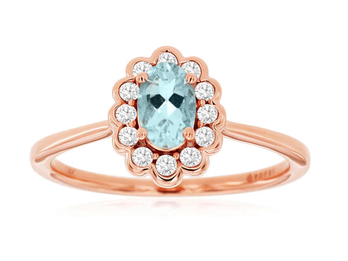 AQUAMARINE & DIAMOND RING