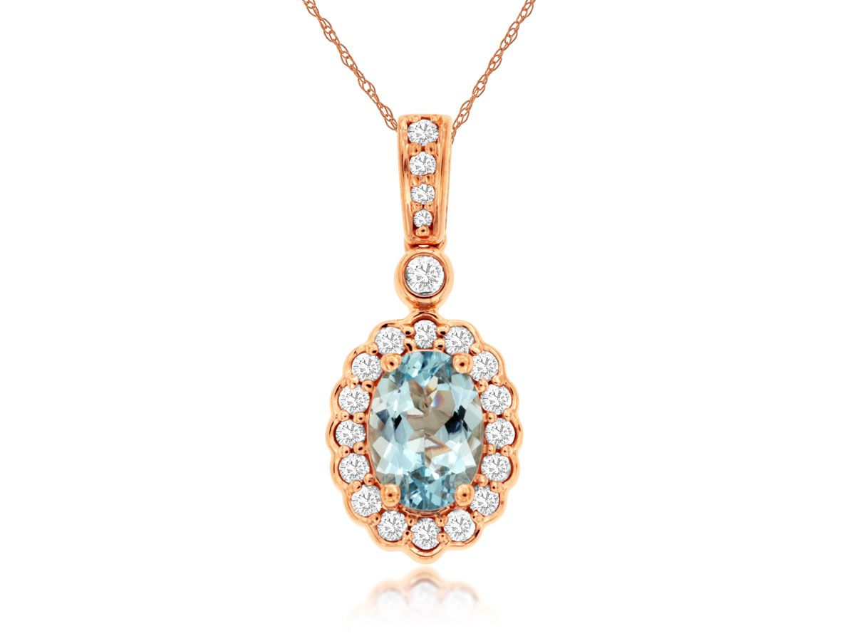 AQUAMARINE & DIAMOND PENDANT