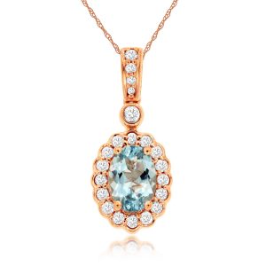 AQUAMARINE & DIAMOND PENDANT