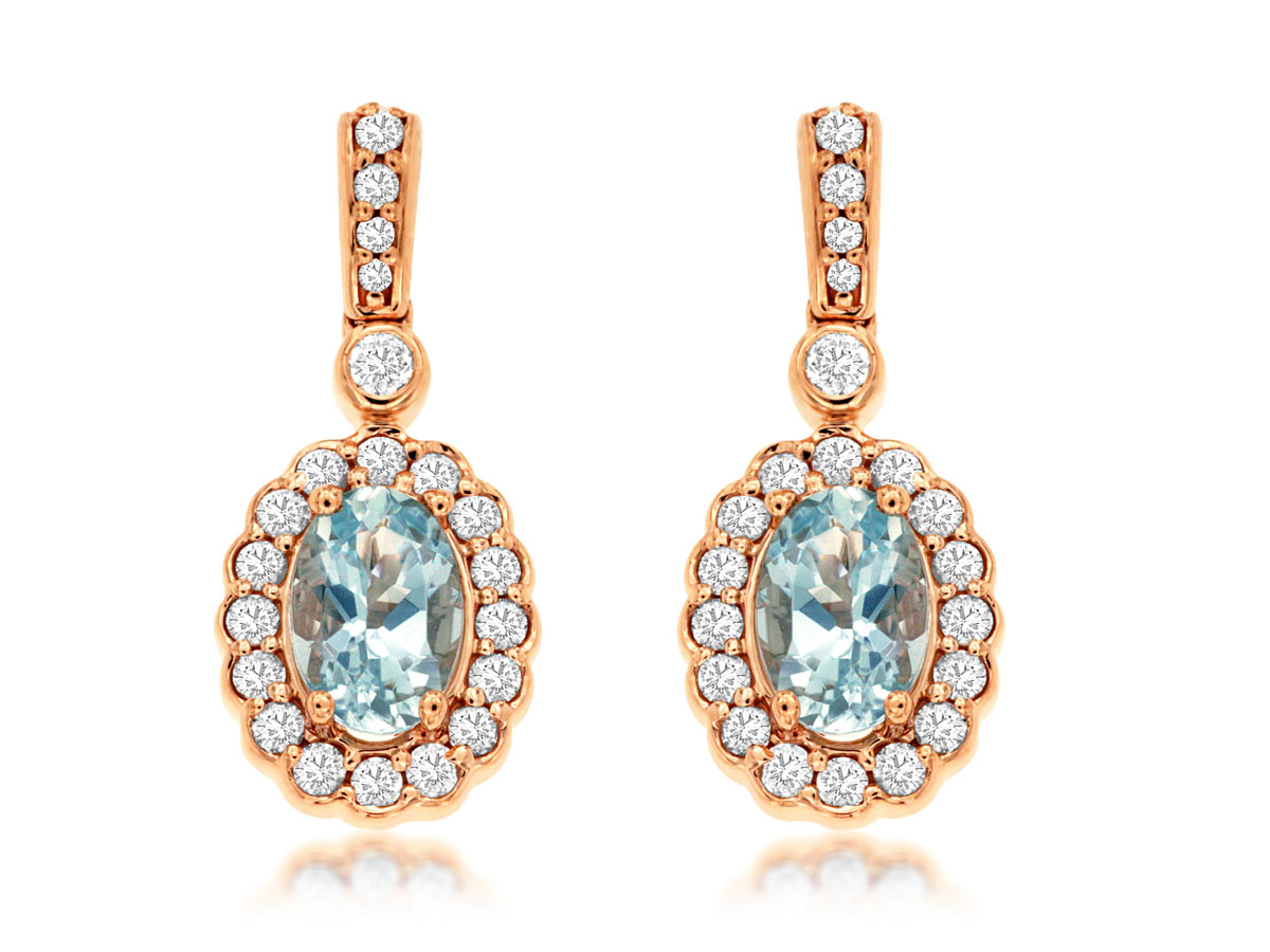 AQUAMARINE & DIAMOND EARRING