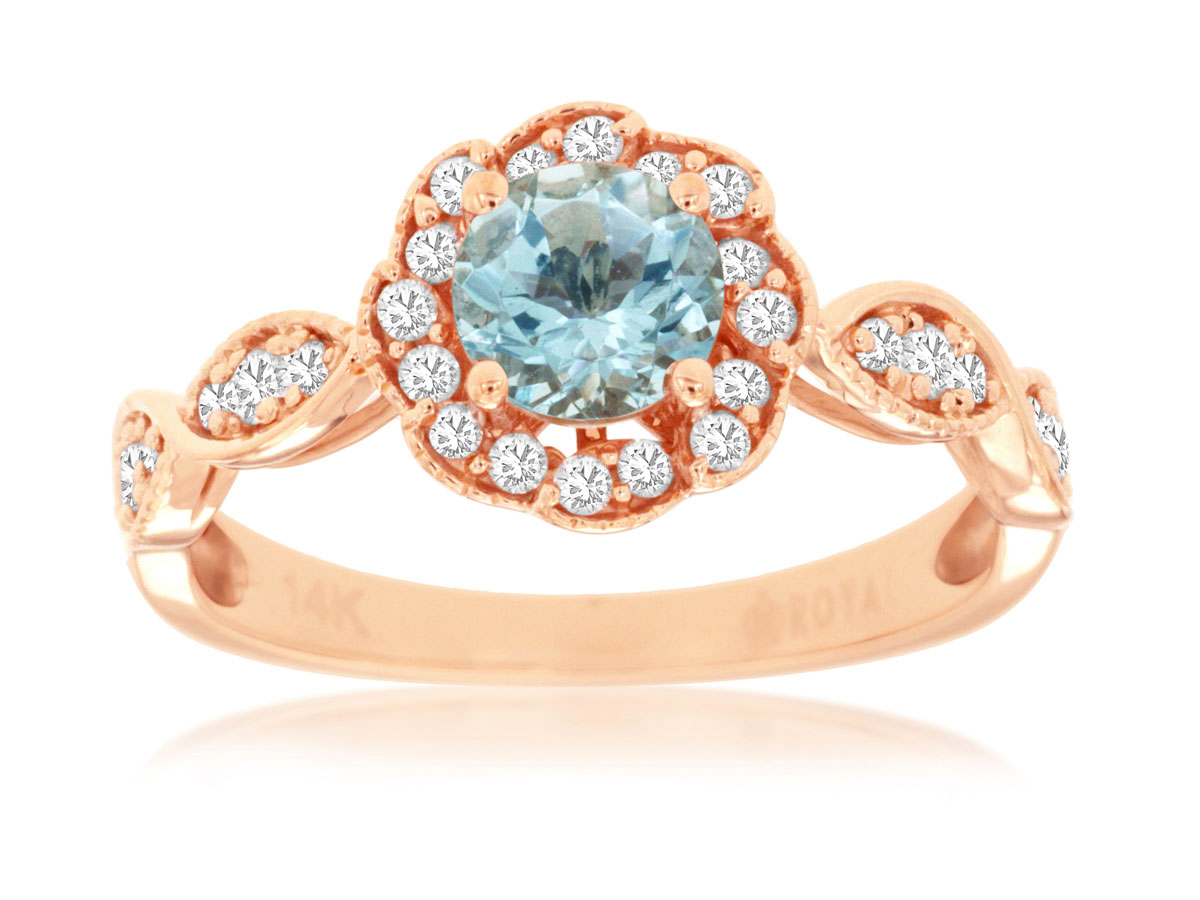 AQUAMARINE & DIAMOND RING