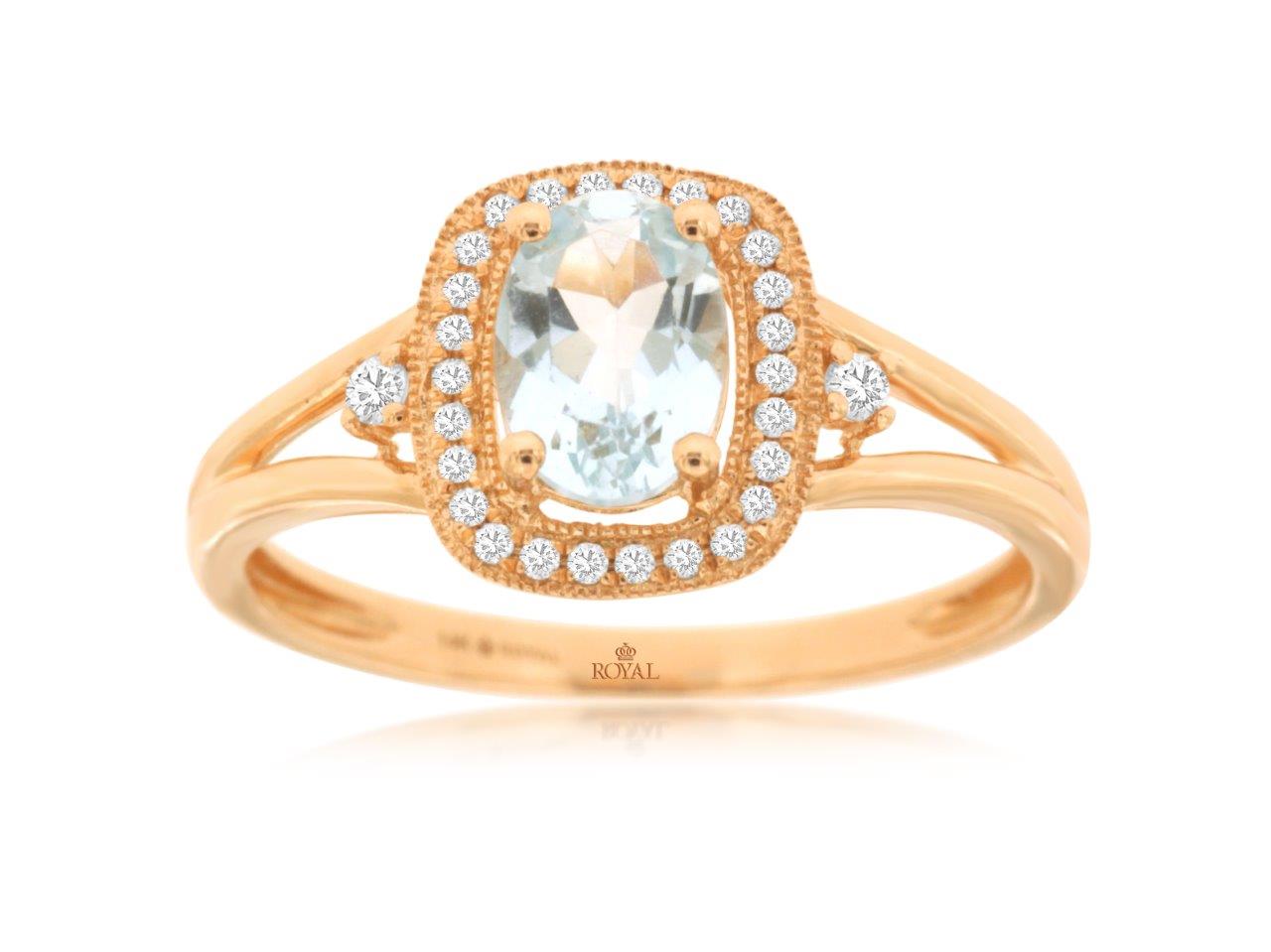 AQUAMARINE & DIAMOND RING