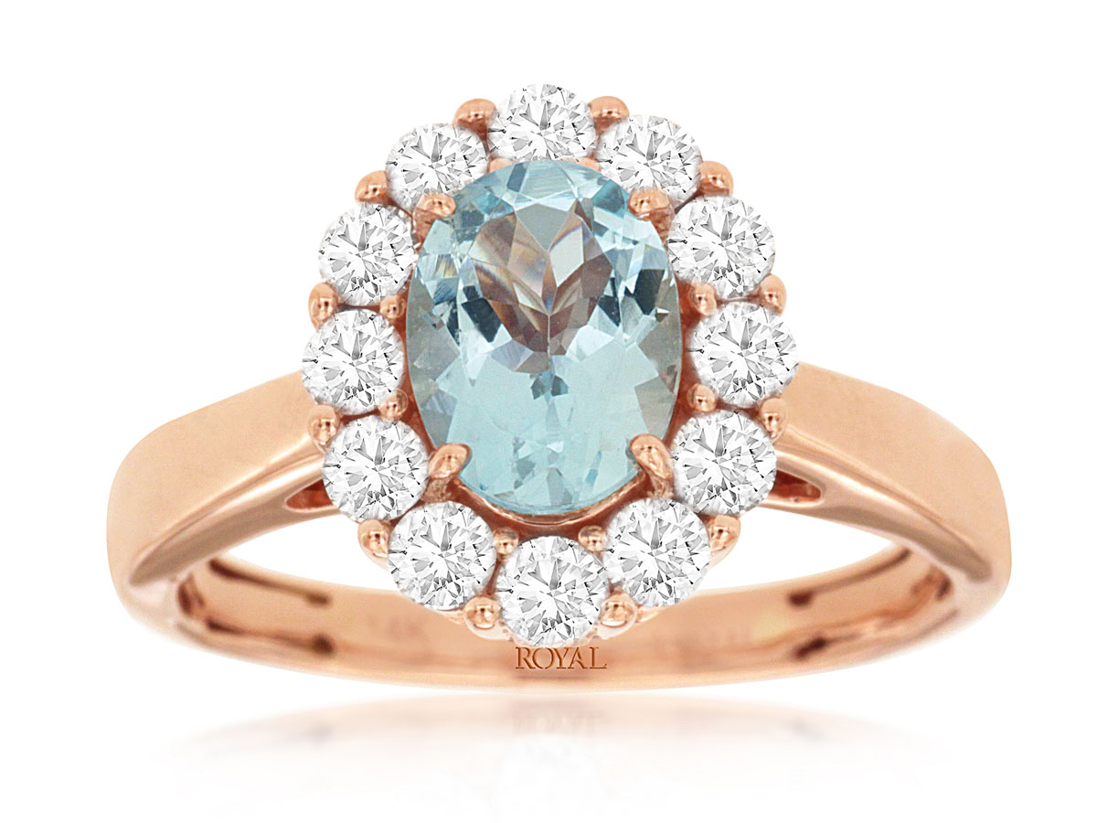 AQUAMARINE & DIAMOND RING