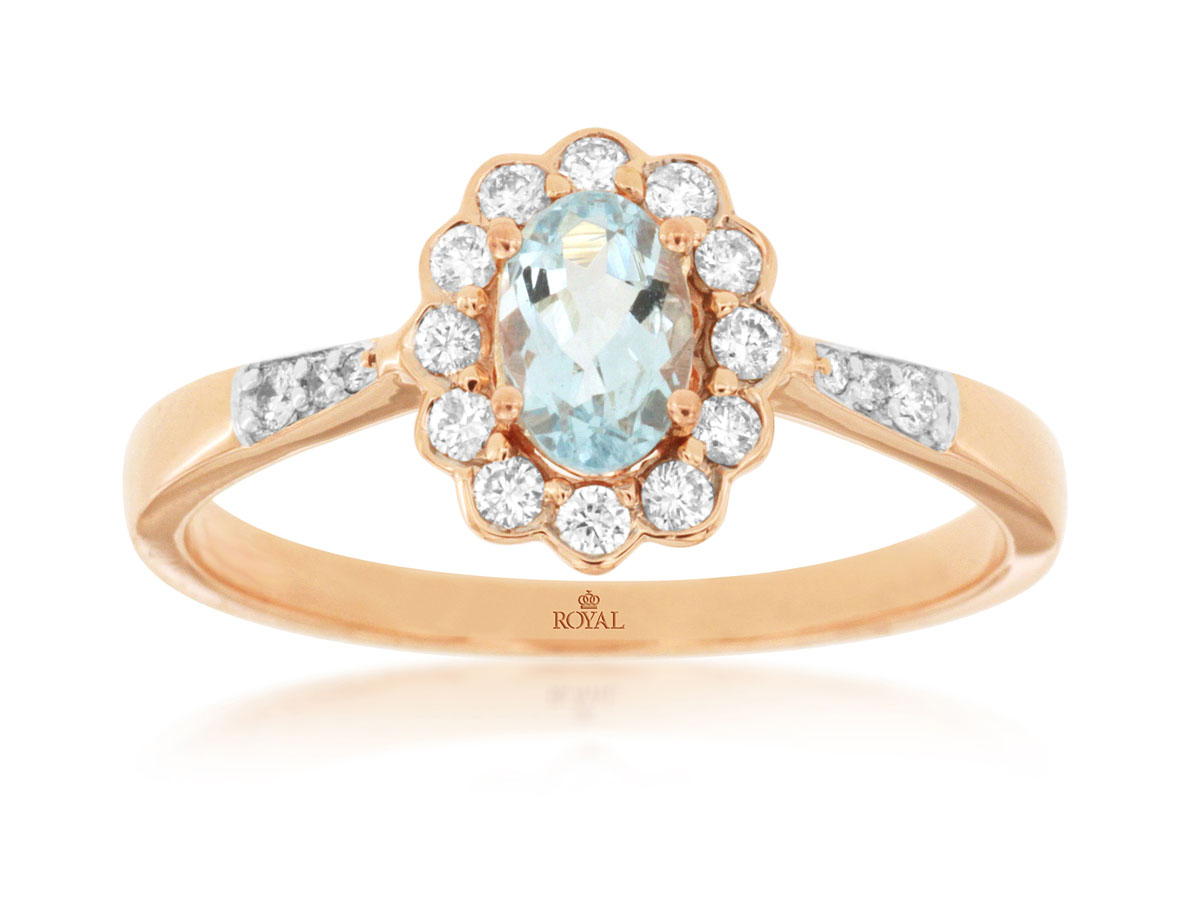 AQUAMARINE & DIAMOND RING