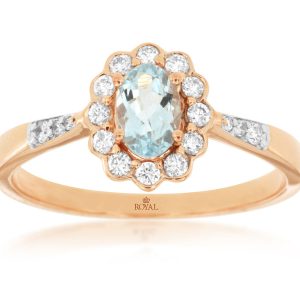 AQUAMARINE & DIAMOND RING