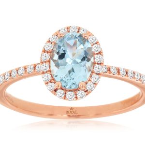 AQUAMARINE & DIAMOND RING
