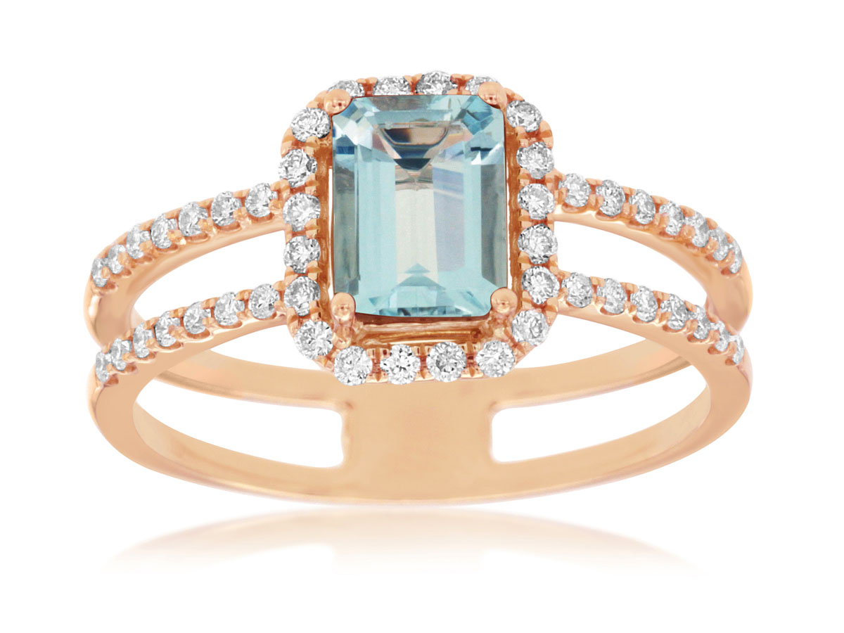 AQUAMARINE & DIAMOND RING