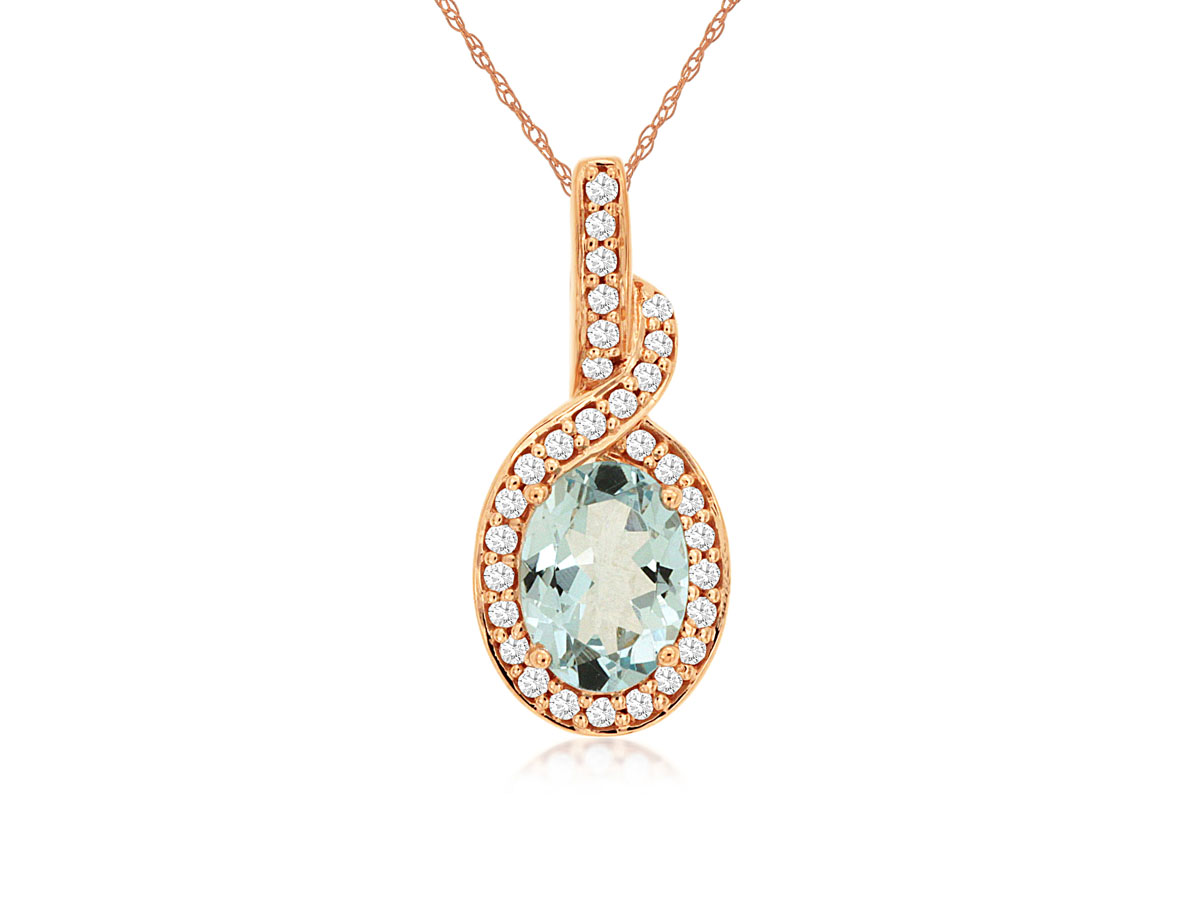 AQUAMARINE & DIAMOND PENDANT