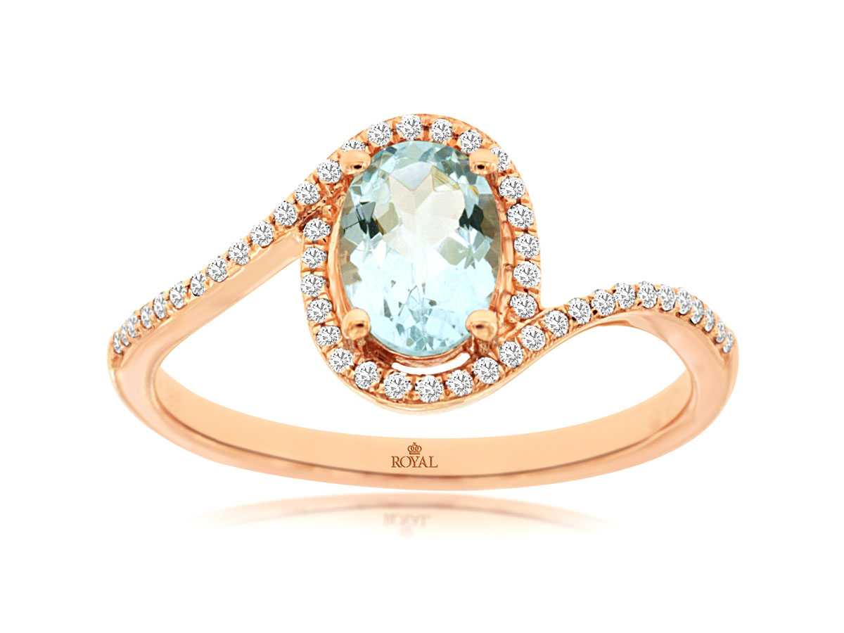 AQUAMARINE & DIAMOND RING