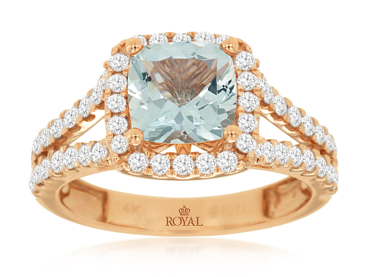 AQUAMARINE & DIAMOND RING