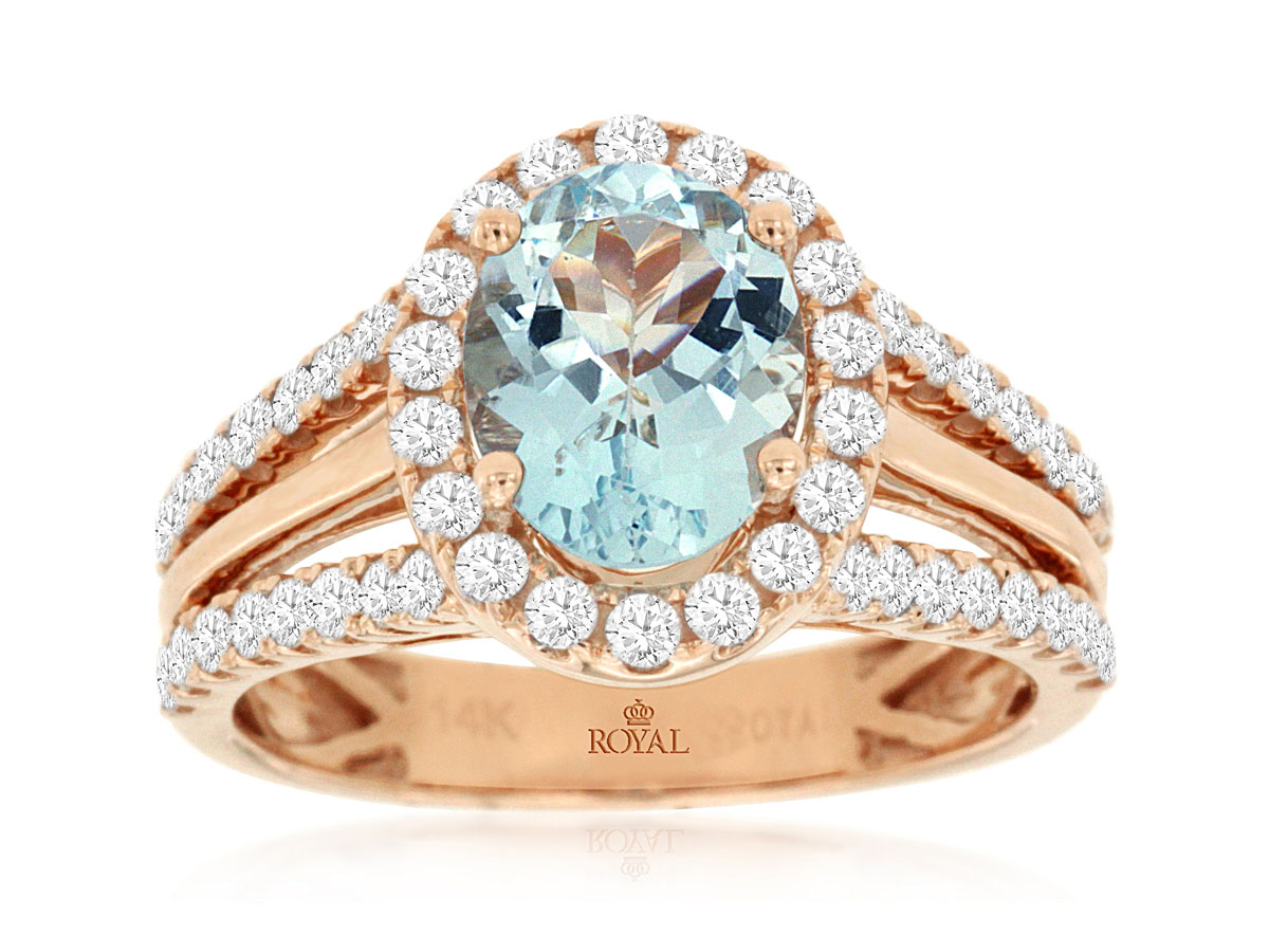 AQUAMARINE & DIAMOND RING