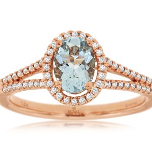 AQUAMARINE & DIAMOND RING