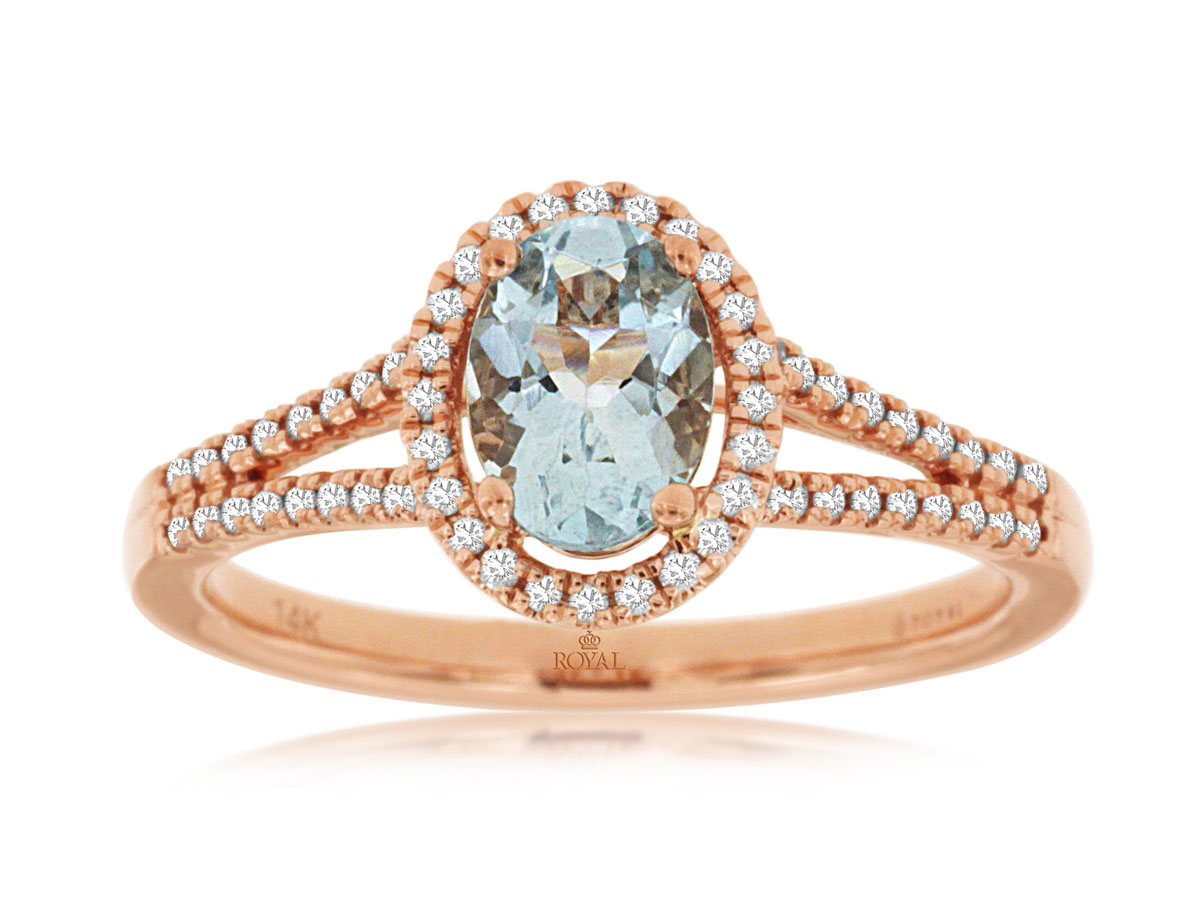 AQUAMARINE & DIAMOND RING