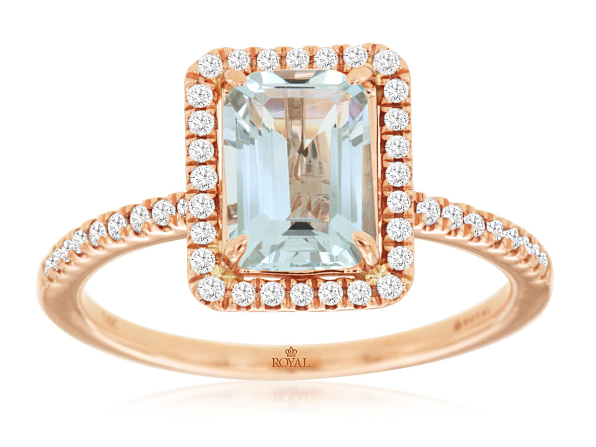 AQUAMARINE & DIAMOND RING