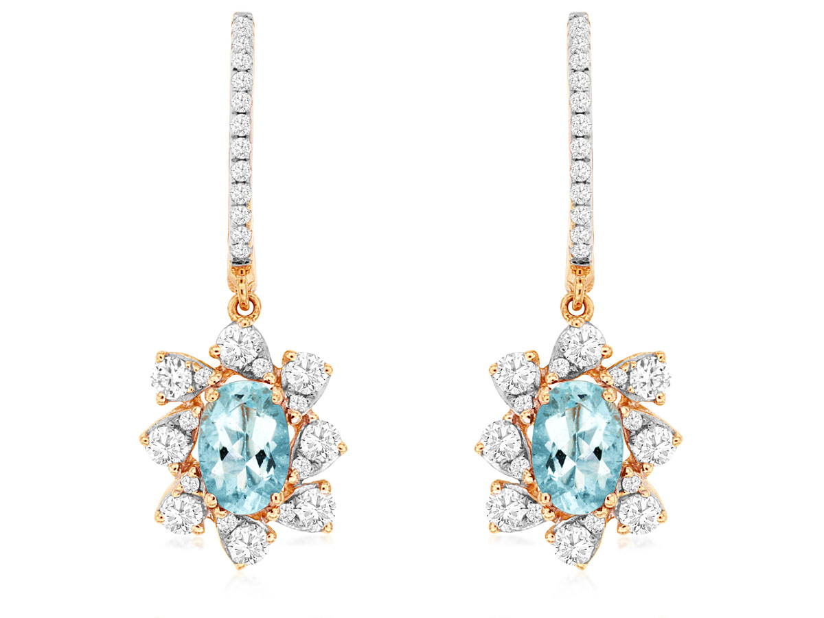 AQUAMARINE & DIAMOND EARRING