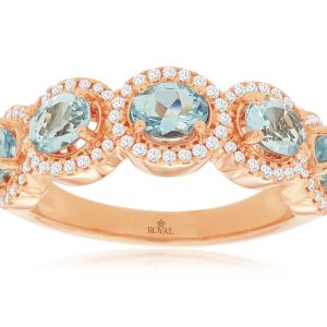 AQUAMARINE & DIAMOND RING