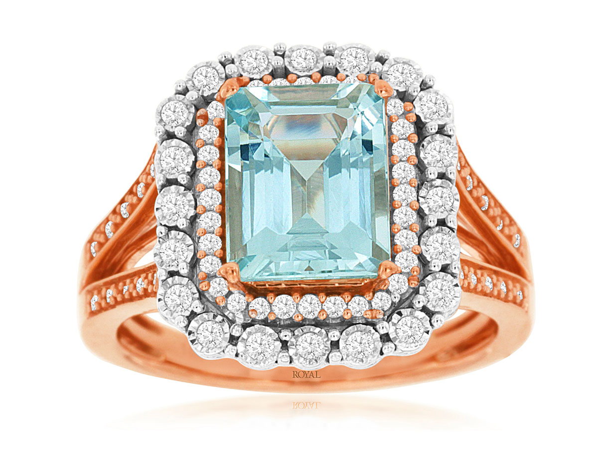 AQUAMARINE & DIAMOND RING