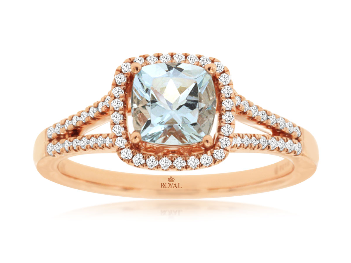 AQUAMARINE & DIAMOND RING