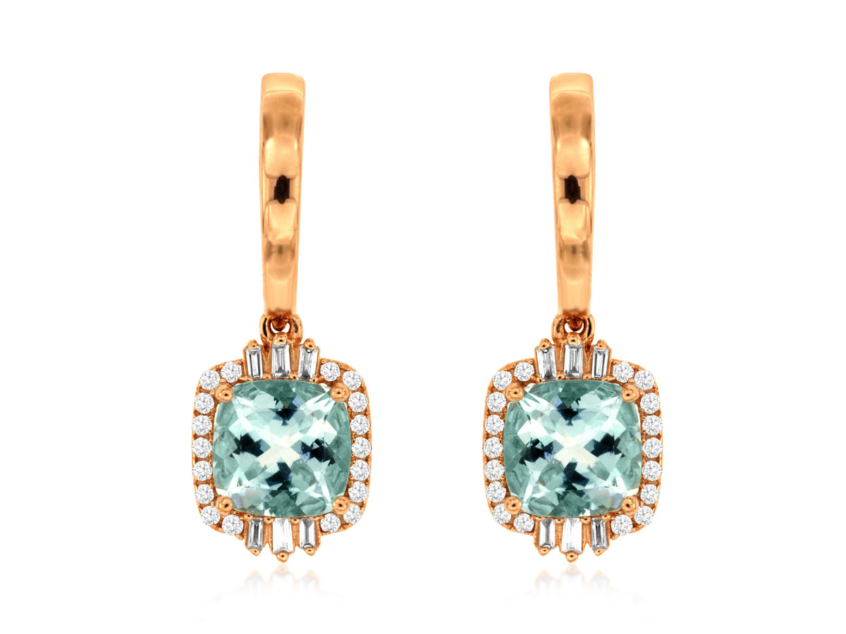 AQUAMARINE & DIAMOND EARRING