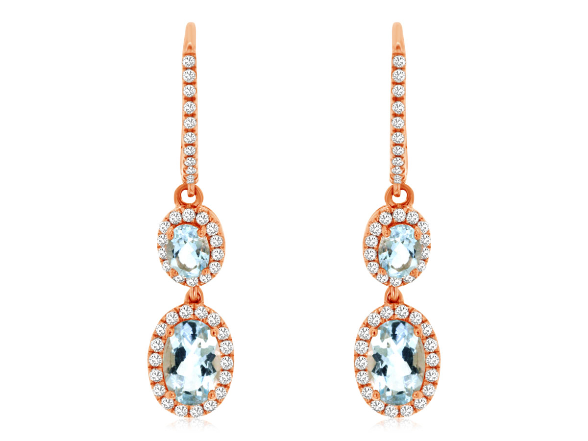 AQUAMARINE & DIAMOND EARRING