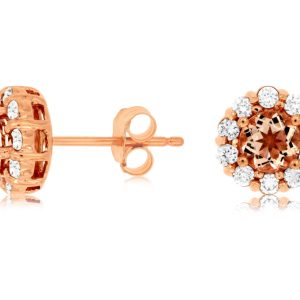 MORGANITE & DIAMOND HALO STUDS