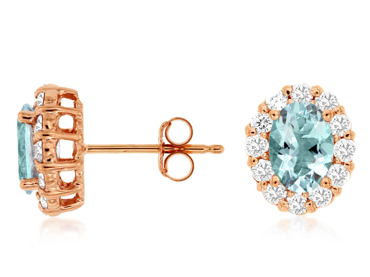 AQUAMARINE & DIAMOND EARRING