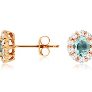 AQUAMARINE & DIAMOND EARRING