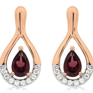 RHODOLITE & DIAMOND EARRING