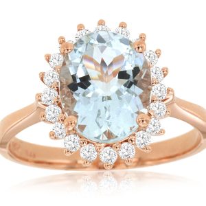 AQUAMARINE & DIAMOND RING