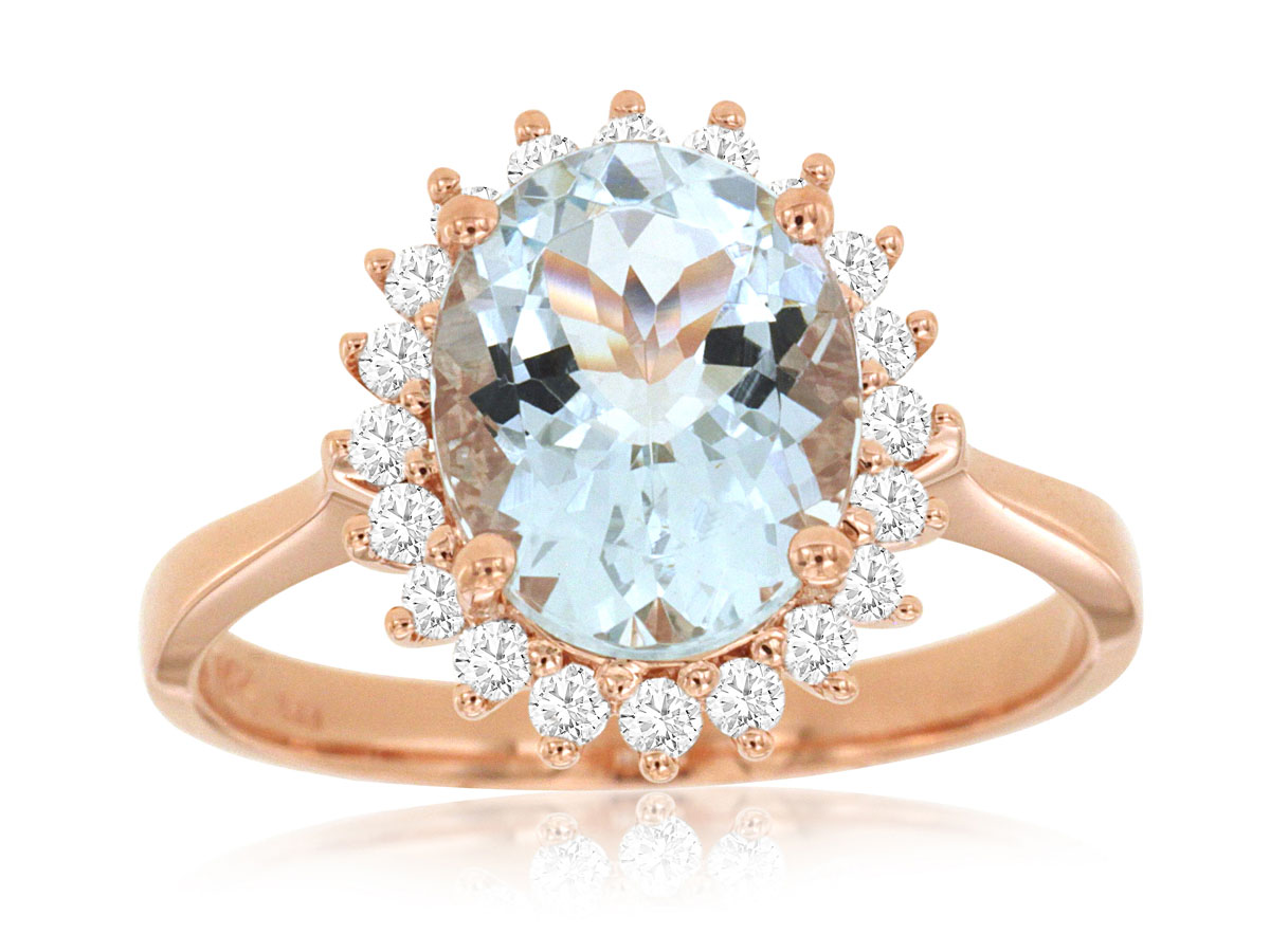 AQUAMARINE & DIAMOND RING