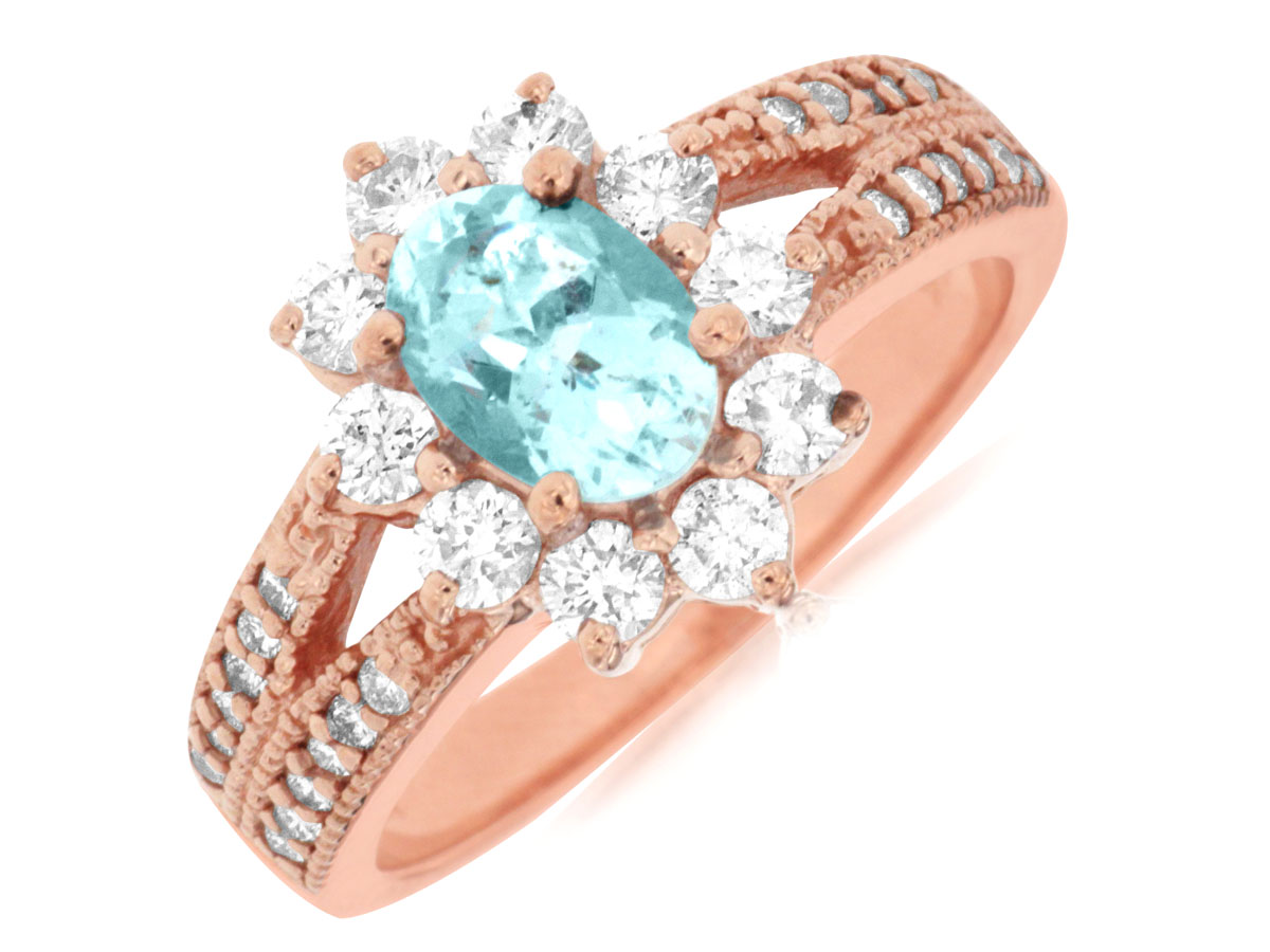 AQUAMARINE & DIAMOND RING
