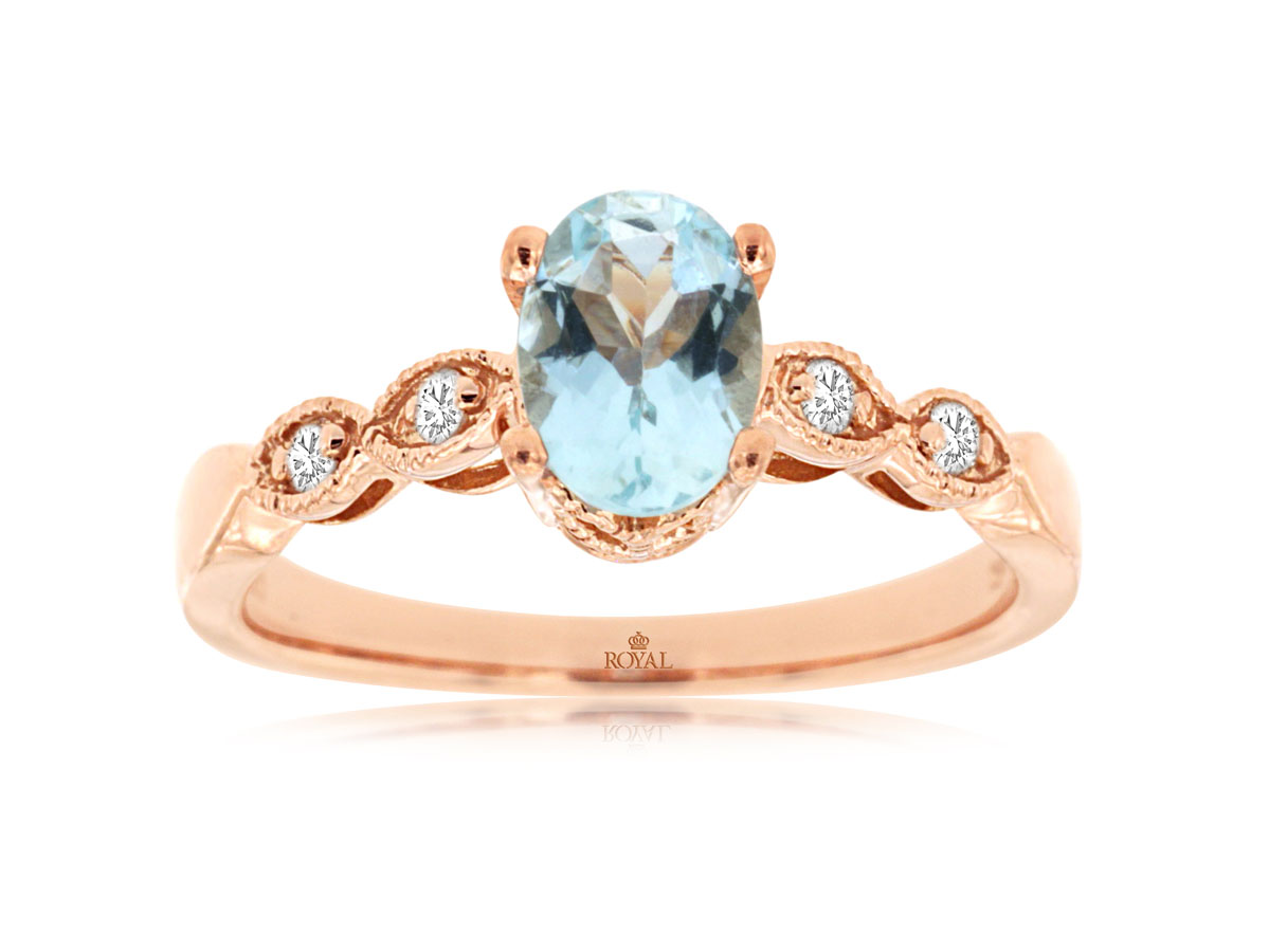 AQUAMARINE & DIAMOND RING