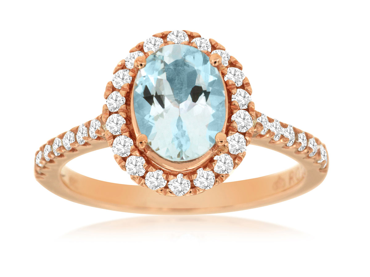 AQUAMARINE & DIAMOND RING