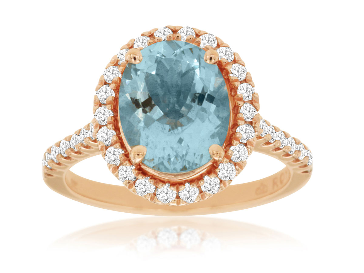 AQUAMARINE & DIAMOND RING
