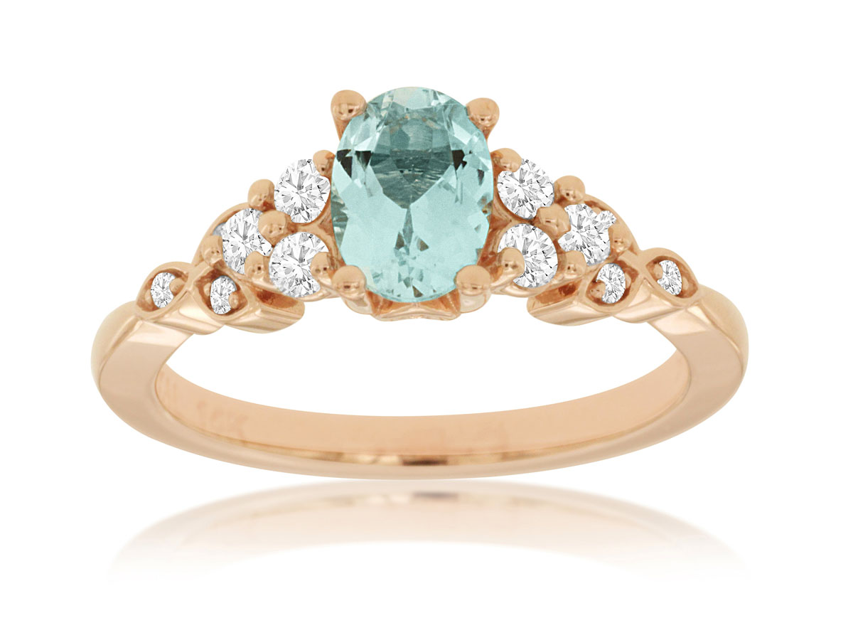 AQUAMARINE & DIAMOND RING