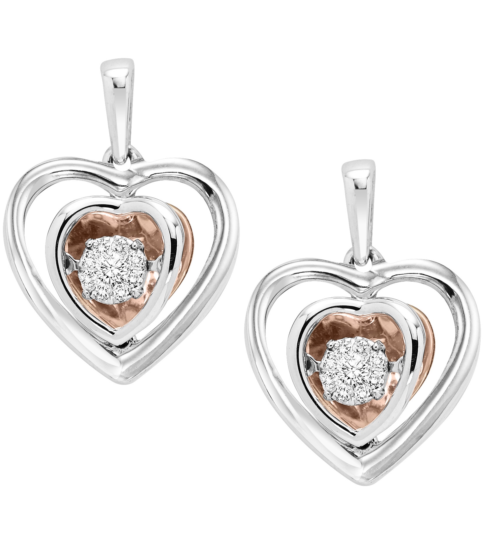 Gold & Silver Diamond Rhythm of Love Earrings 1/7 ctw