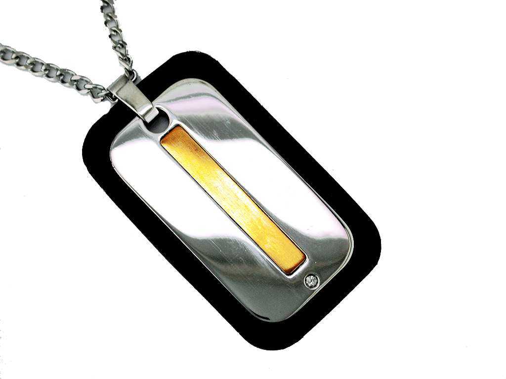 STAINLESS STEEL & 14K PENDANT