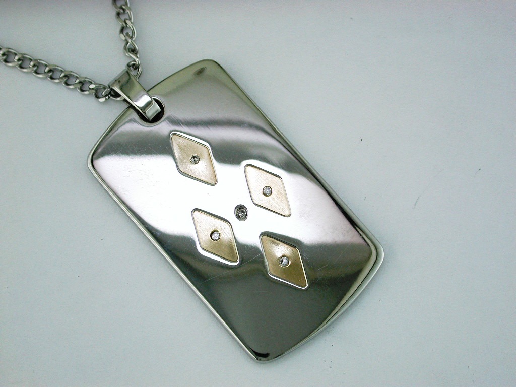 STAINLESS STEEL & 14K PENDANT
