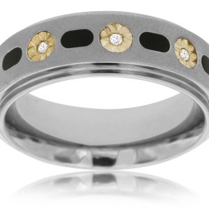 MEN’S DIAMOND & S. STEEL RING