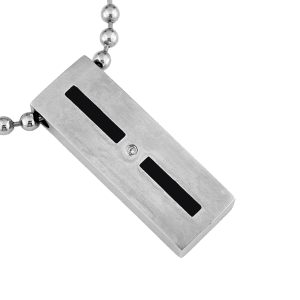 S.STEEL.DIA & ONYX PENDANT