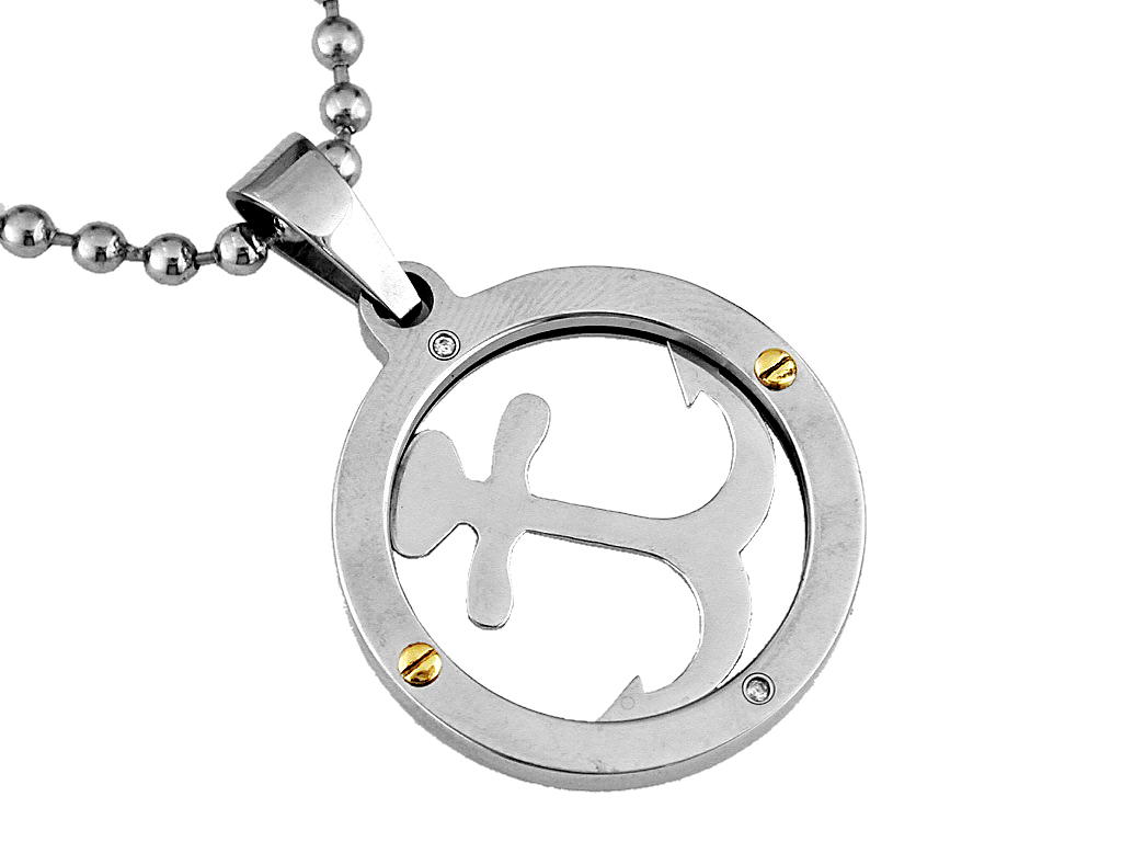STAINLESS STEEL & 14K PENDANT