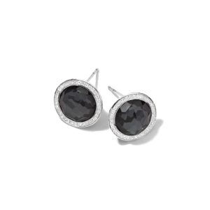 IPPOLITA Sterling Silver Stella Studs in Hematite Doublet with Diamonds (.29 ctw)