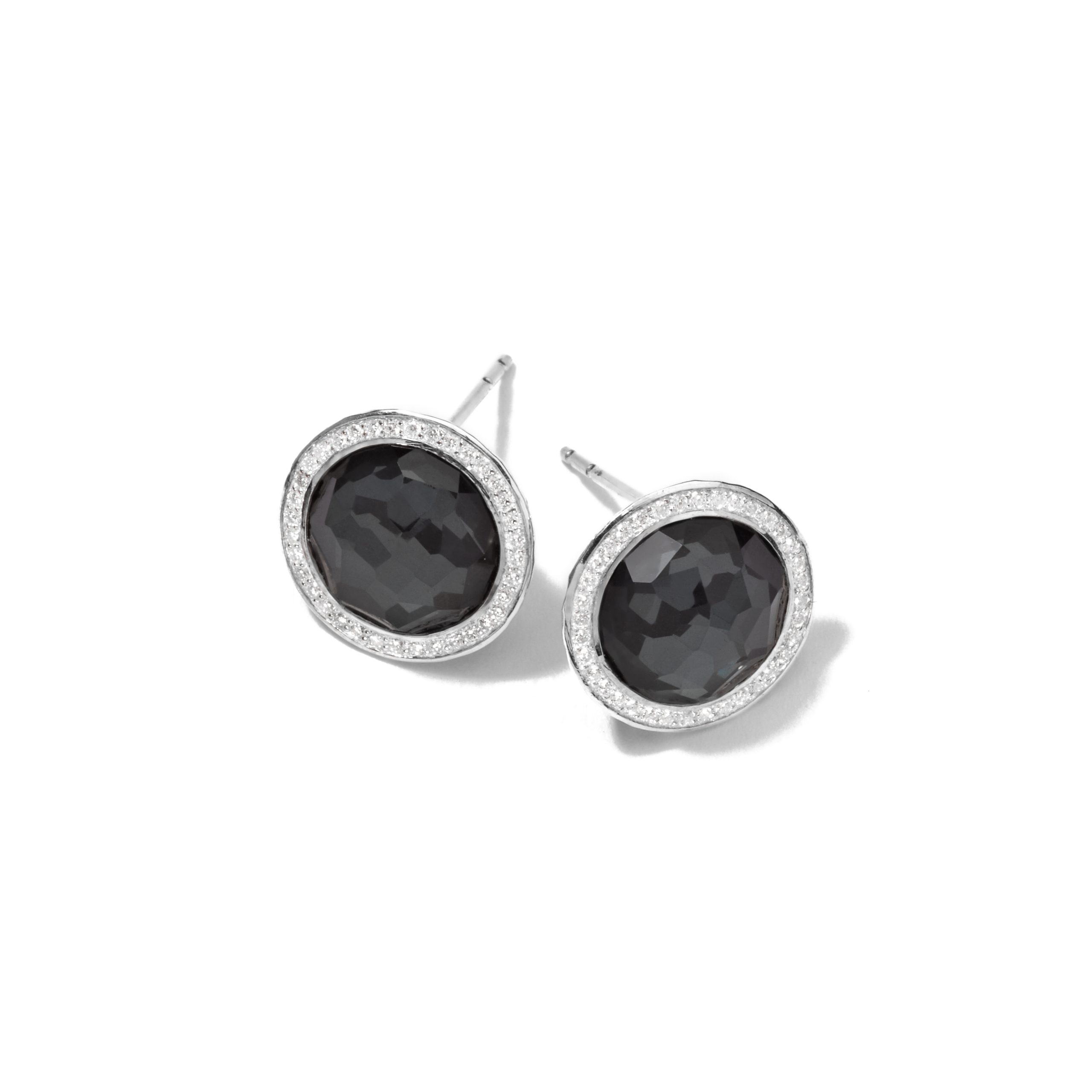 IPPOLITA Sterling Silver Stella Studs in Hematite Doublet with Diamonds (.29 ctw)