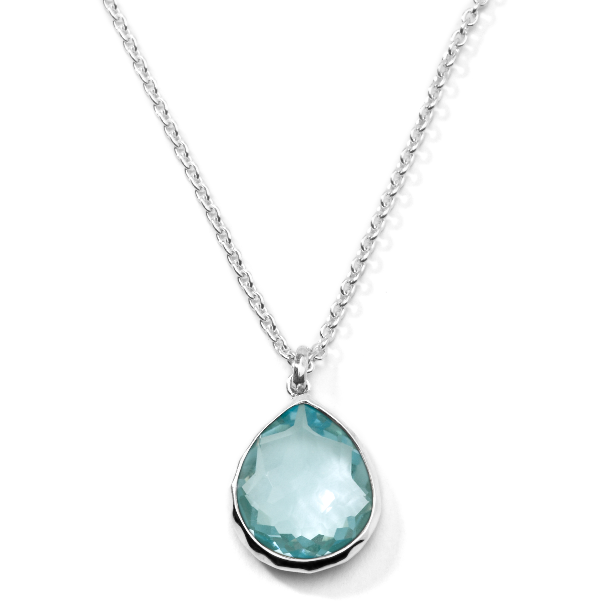 IPPOLITA Sterling Silver Rock Candy Teardrop Pendant Necklace in Blue Topaz 16-18"