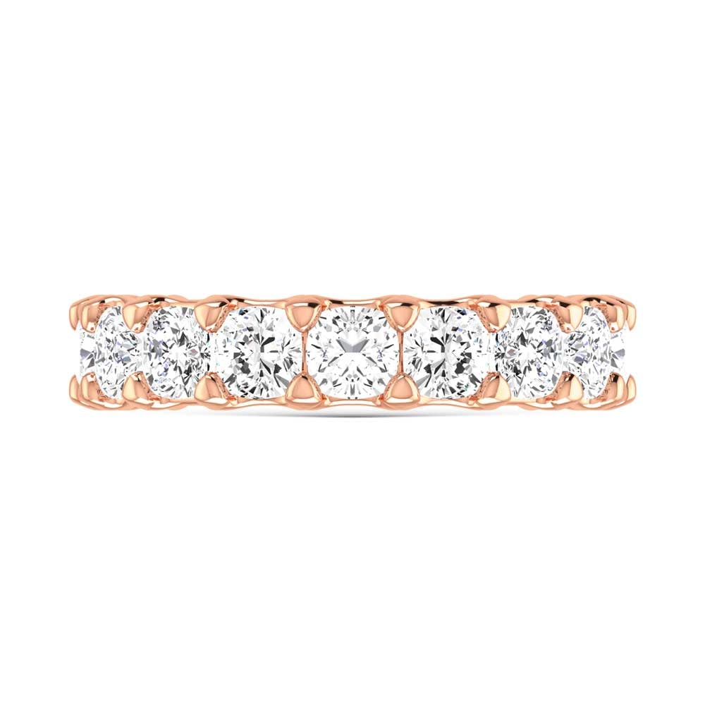 14K Rose Gold 1 1/2 CT Tw. Cushion Shape Diamond Three Forth Eternity Band