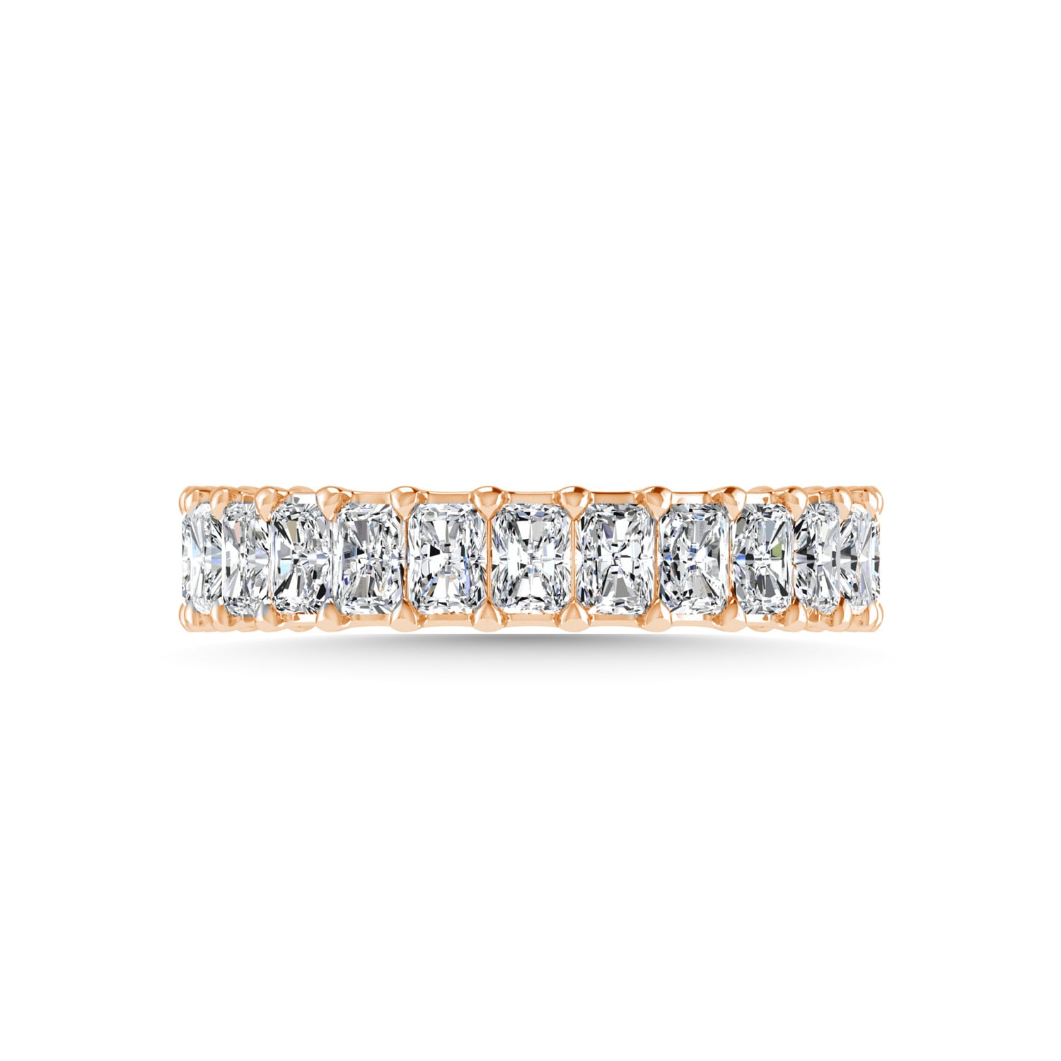 14K Rose Gold 2 CT Tw. Emerald Shape Diamond Three Forth Eternity Band